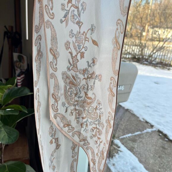 VTG Oscar de la Renta Silk Oblong Scarf Art Nouveau Romantic Bias Cut ~70” - Picture 12 of 16